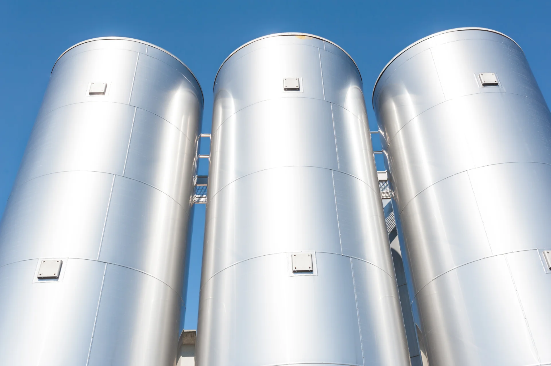 Industrial gas cylinders prepared for shipping